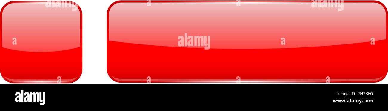 Red glass buttons. Web 3d shiny icons Stock Vector Image & Art - Alamy