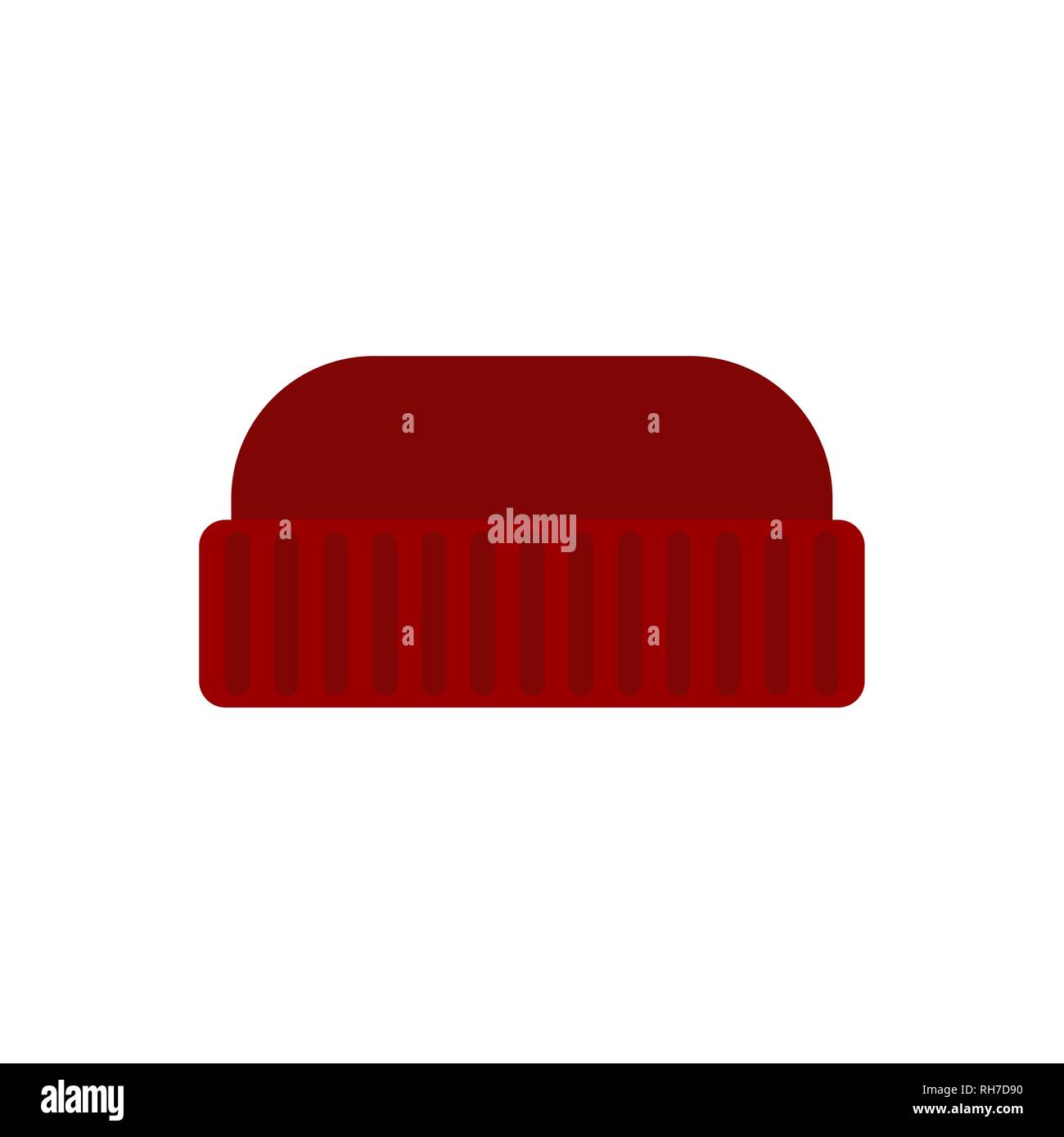 Red knitted hat man isolated. Lumberjack Winter cap Stock Vector