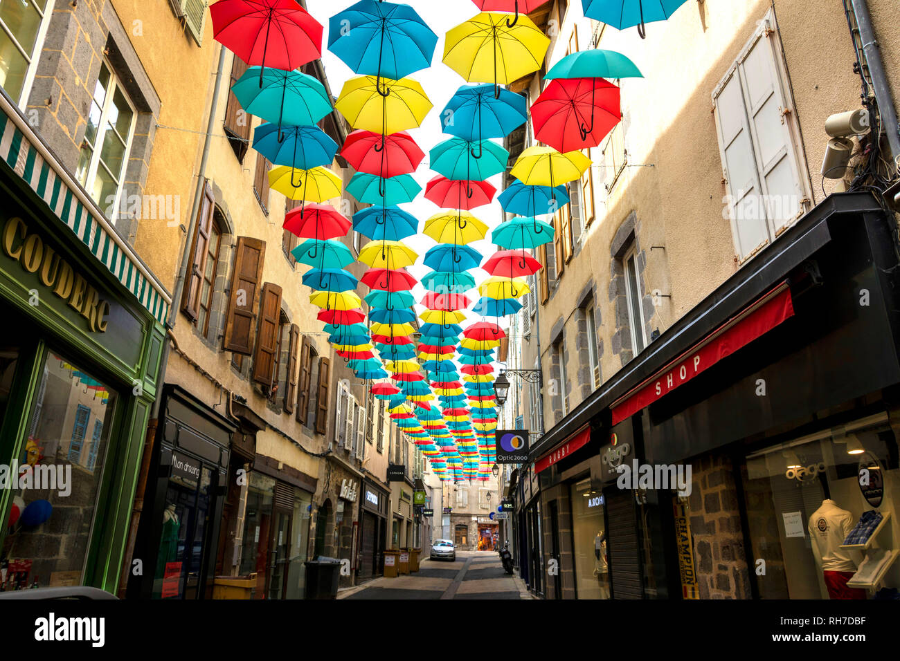Umbrellas street decoration, Aurillac, Cantal department, Auvergne Rhone  Alpes, France Stock Photo - Alamy