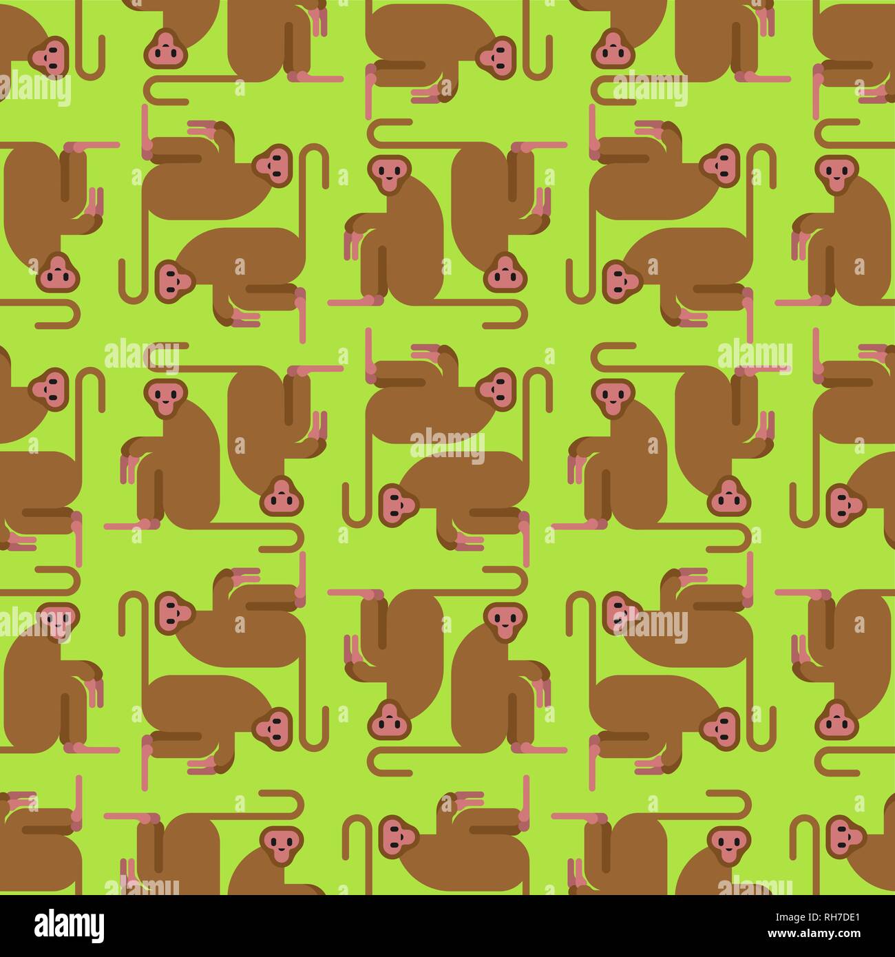 Macaque monkey pattern seamless. Animal mammal wildlife background vector Stock Vector