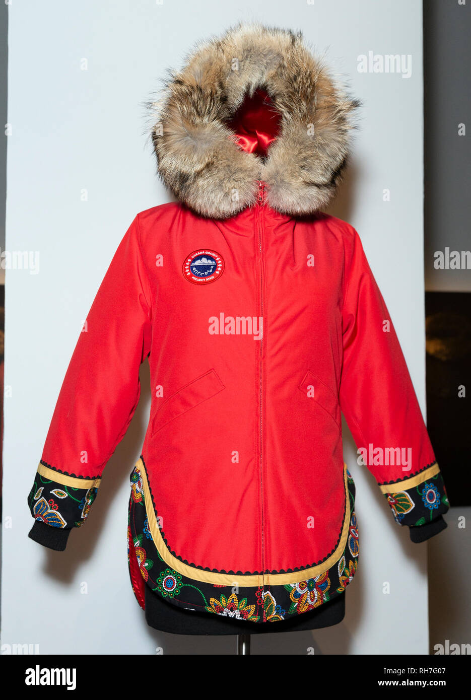 New York, United States. 31st Jan, 2019. Parka made by Inuit seamstress on display during Canada Goose Celebrates the Launch of Project Atigi at Studio 525 Credit: Lev Radin/Pacific Press/Alamy Live News Stock Photo