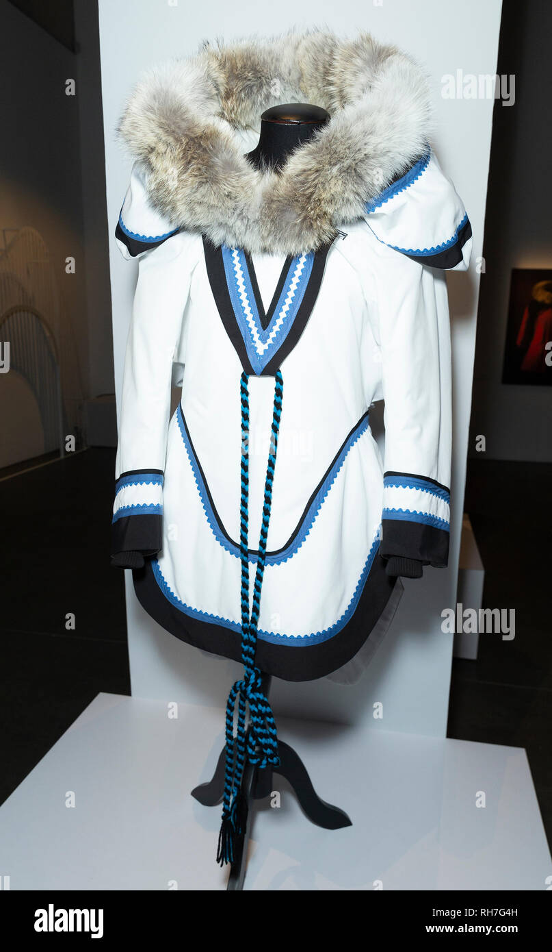 New York, United States. 31st Jan, 2019. Parka made by Inuit seamstress on  display during Canada Goose Celebrates the Launch of Project Atigi at  Studio 525 Credit: Lev Radin/Pacific Press/Alamy Live News