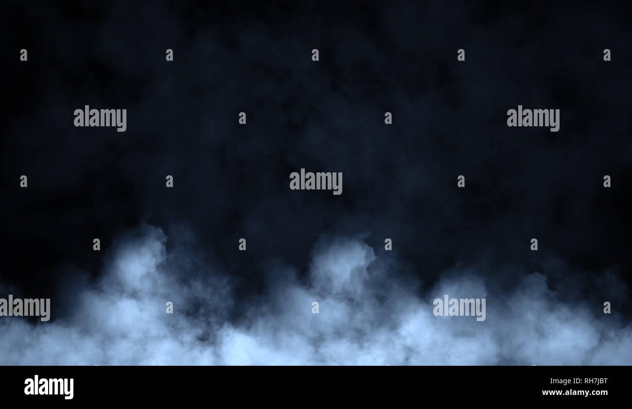 Abstract blue smoke steam moves on a black background . The concept of ...