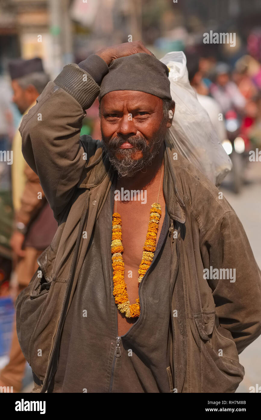 A man in Kathmandu, Nepal Stock Photo