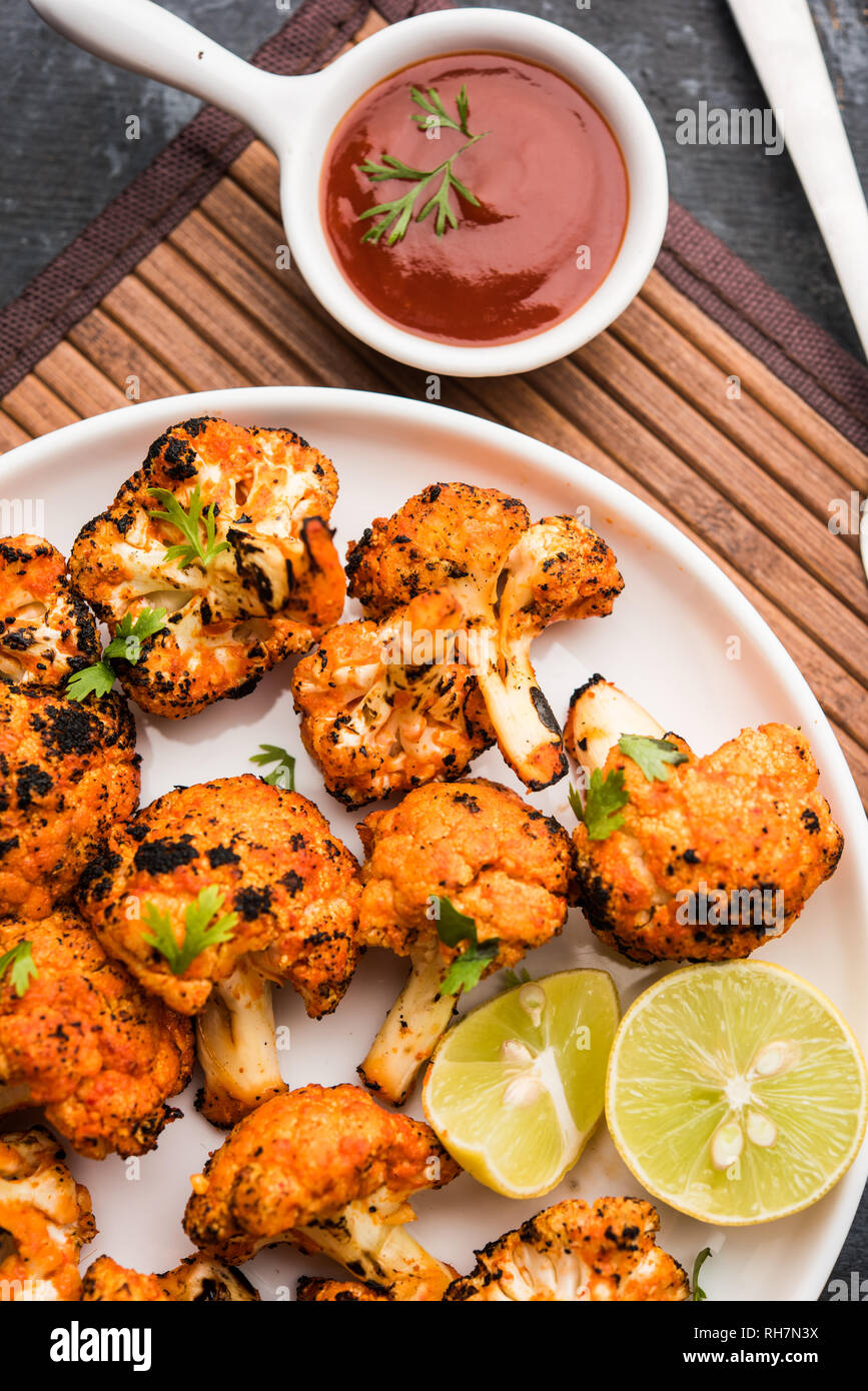 Tandoori Gobi / Roasted cauliflower Tikka is a starter food from India