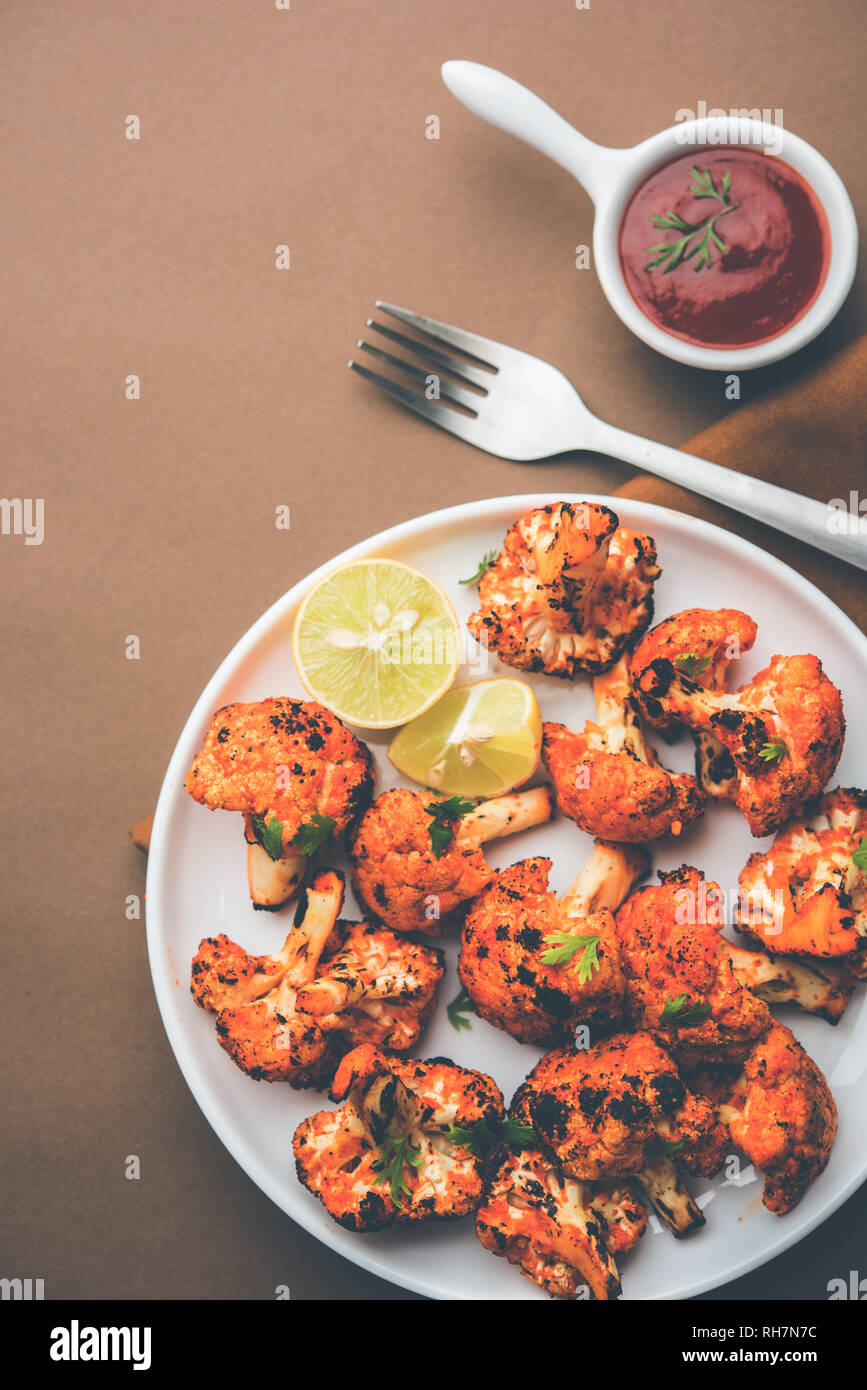 Tandoori Gobi / Roasted cauliflower Tikka is a starter food from India