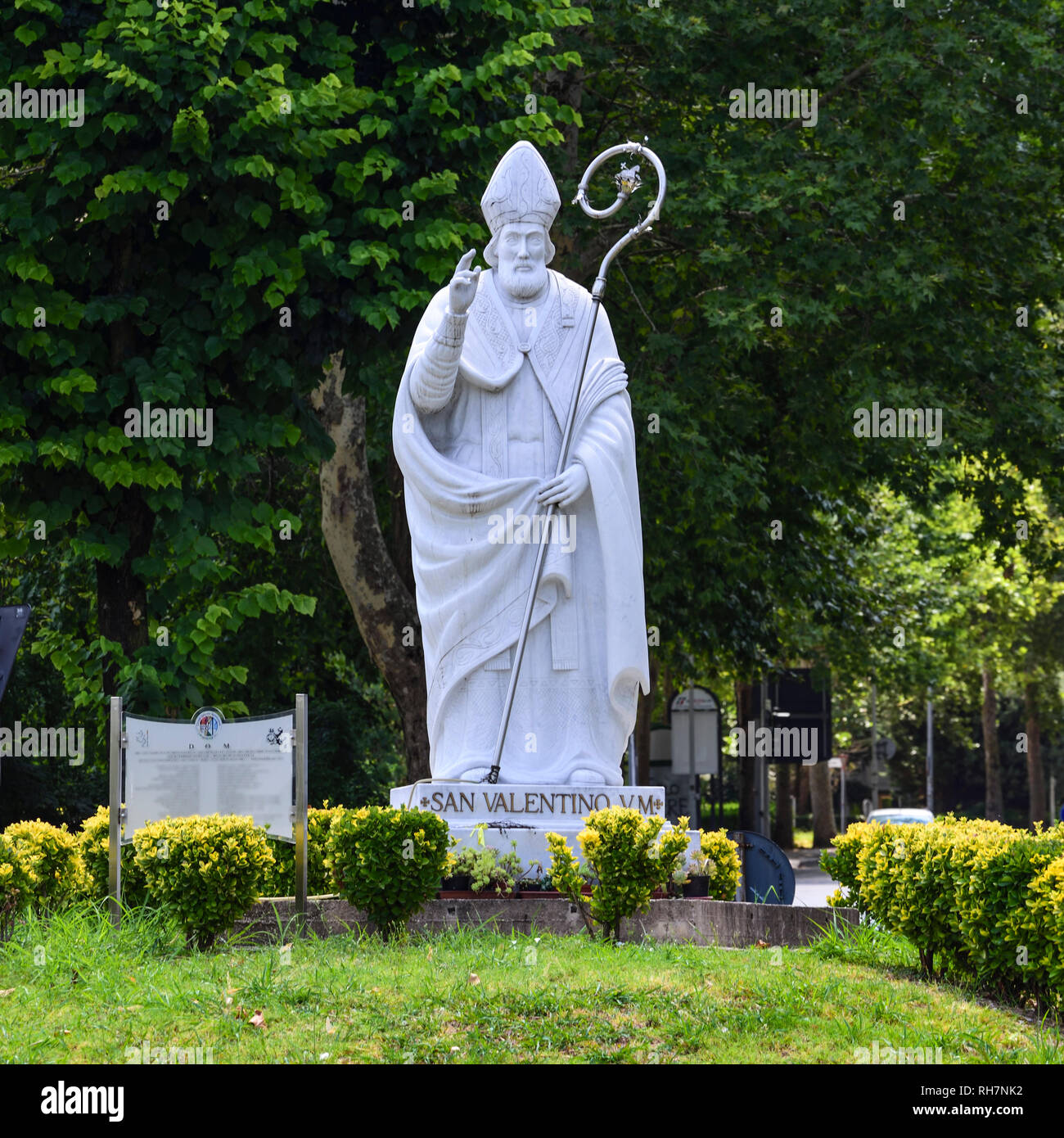 Valentine's day. Statue of Valentine who protects lovers Stock Photo