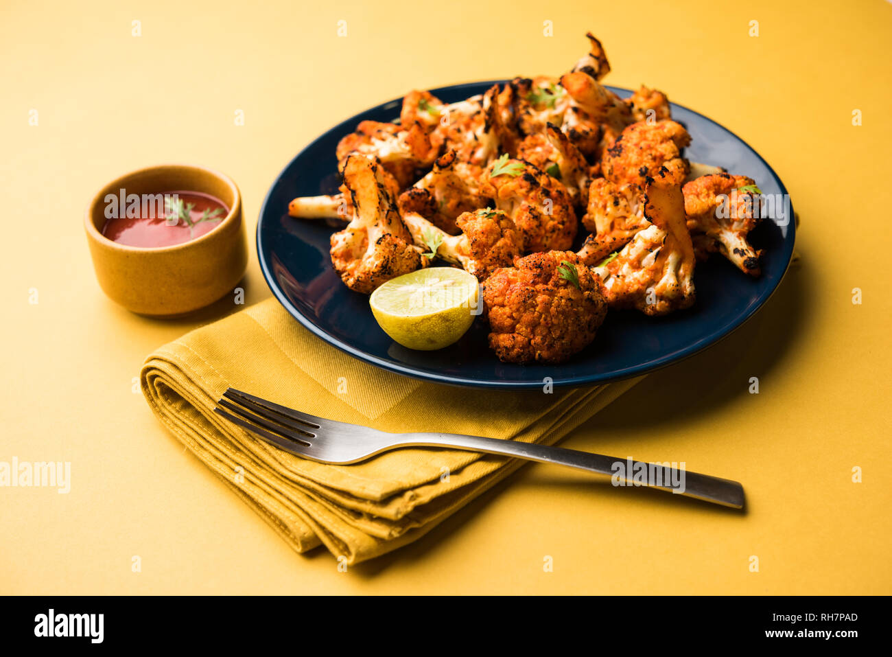 Tandoori Gobi / Roasted cauliflower Tikka is a starter food from India