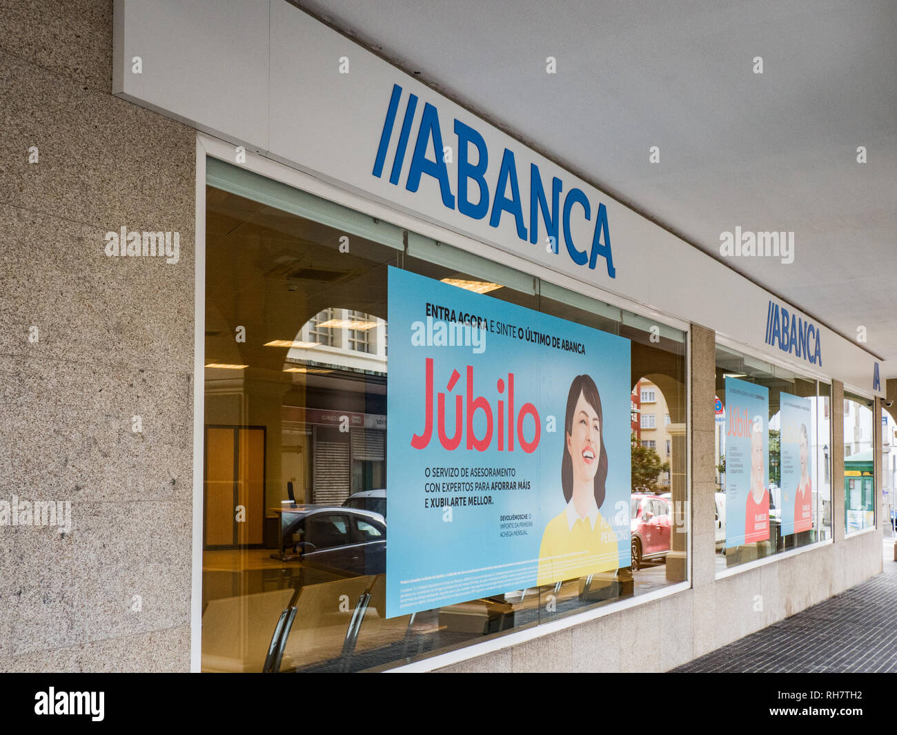 A Coruna, Spain January 29, 2019 - Branch office of Abanca at A Coruna - Abanca is a Galician Bank Stock Photo