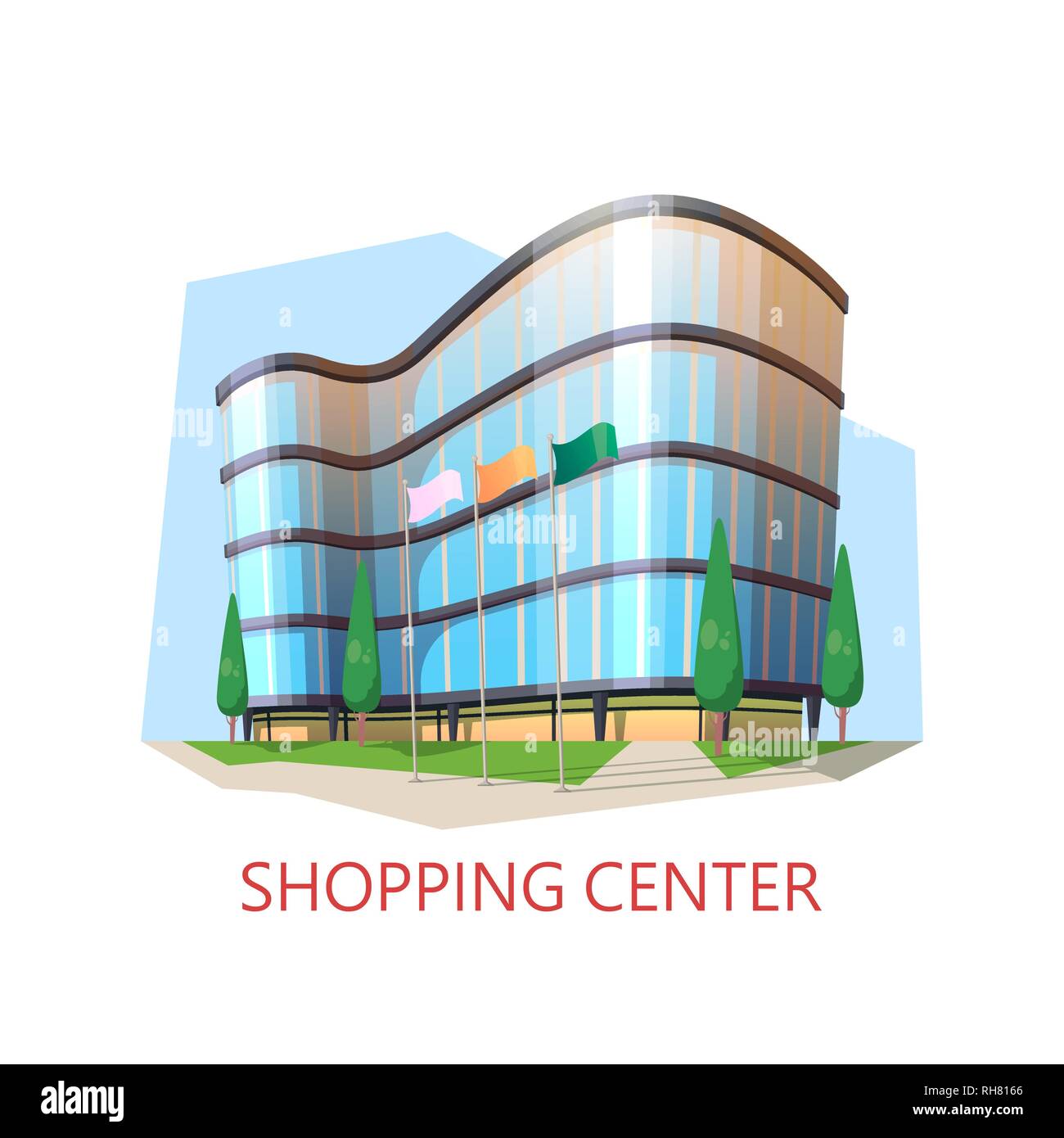 Supermarket building, shopping center. Modern mall Stock Vector