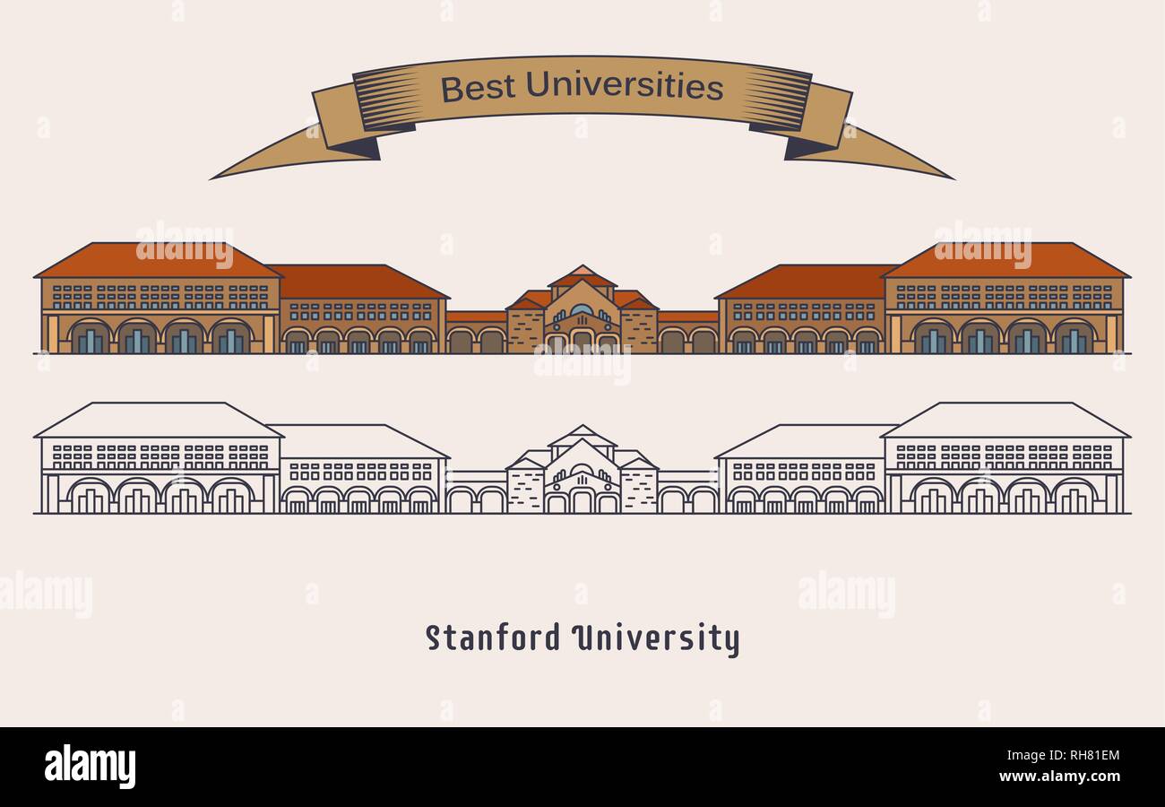 Stanford university building. Architecture Stock Vector