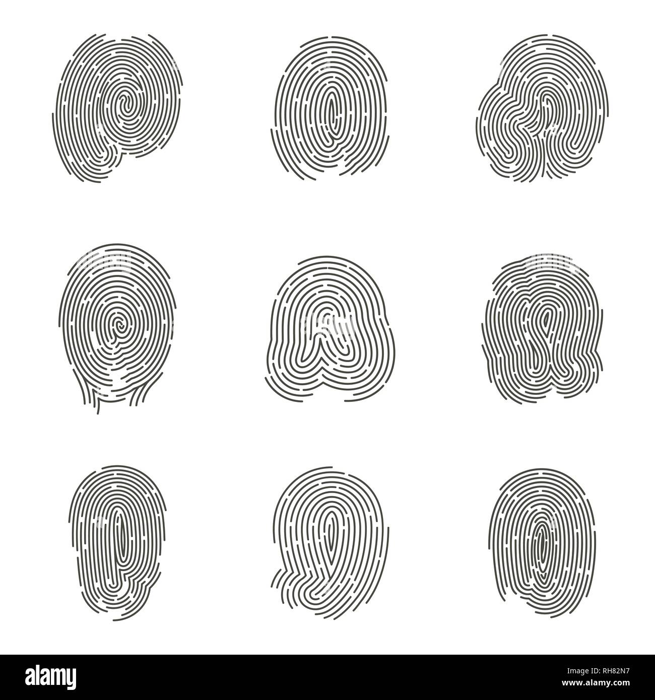 Set of isolated fingerprints Stock Vector