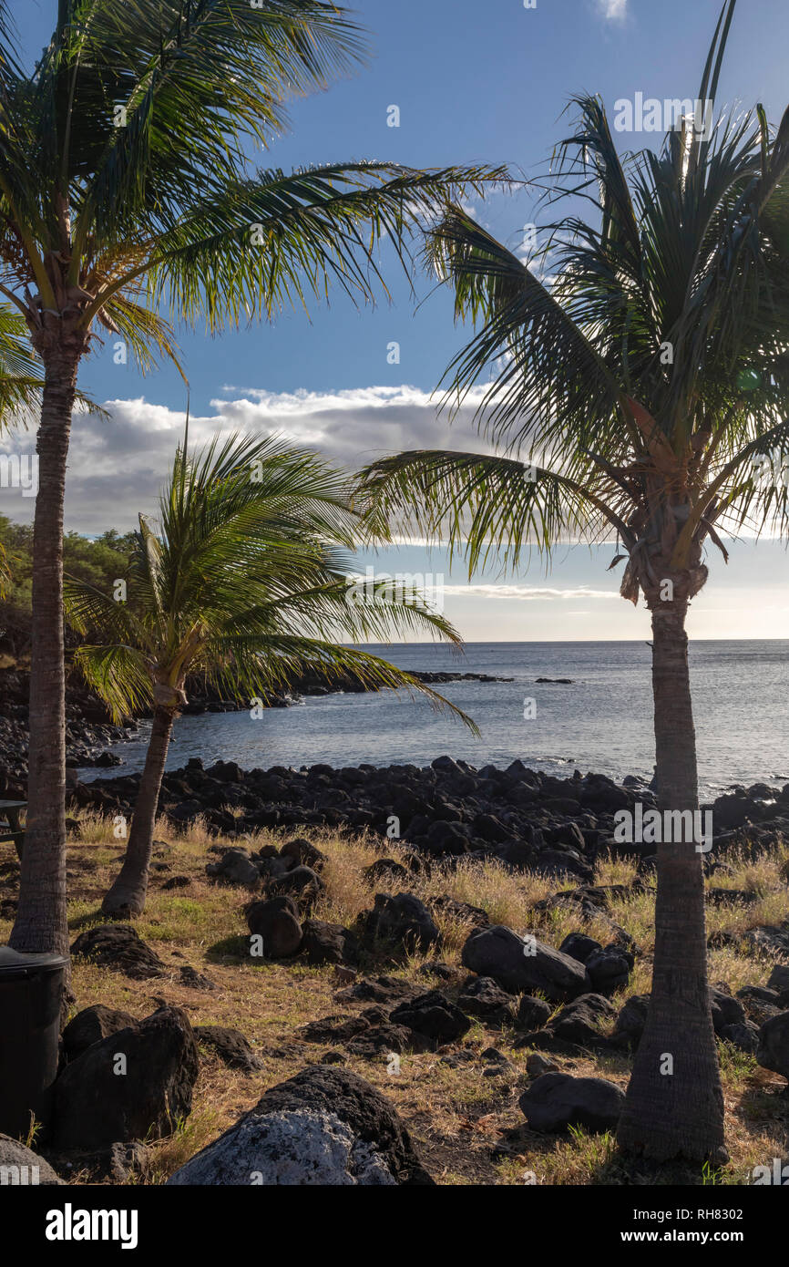 Hawi, Hawaii - The Pacific Ocean at Kapa'a Beach Park on the Big Island's northwest coast. Stock Photo
