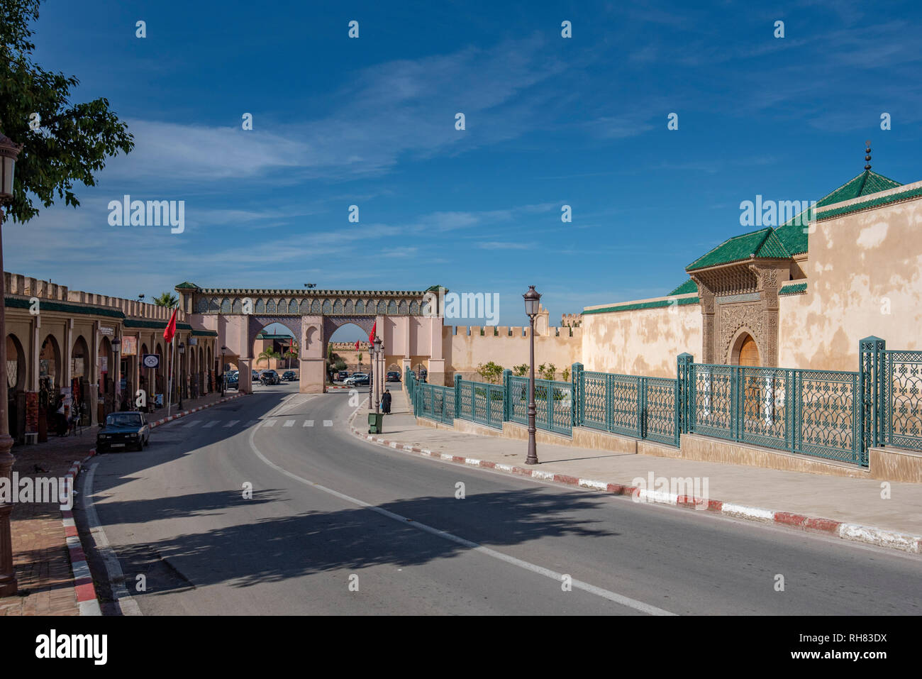 Bab Moulay Ismail in front of the famous mausolem , tomb and mosque in Meknes, Morocco Stock Photo