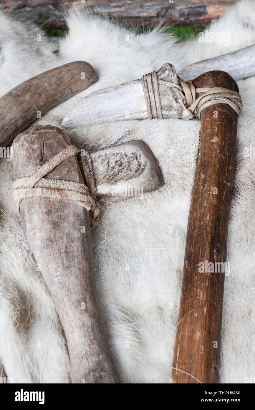 Different kind of stone age axes in a row Stock Photo Alamy