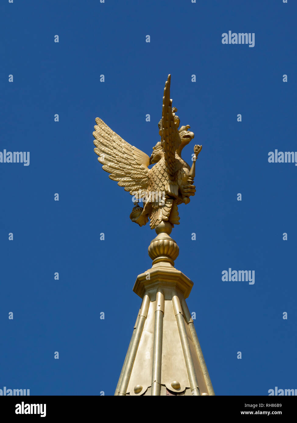 NICE, FRANCE - MAY 29, 2018:  Detail on dome of  St Nicholas Russian Orthodox Cathedral (Cathédrale Orthodoxe Russe St Nicolas) Stock Photo