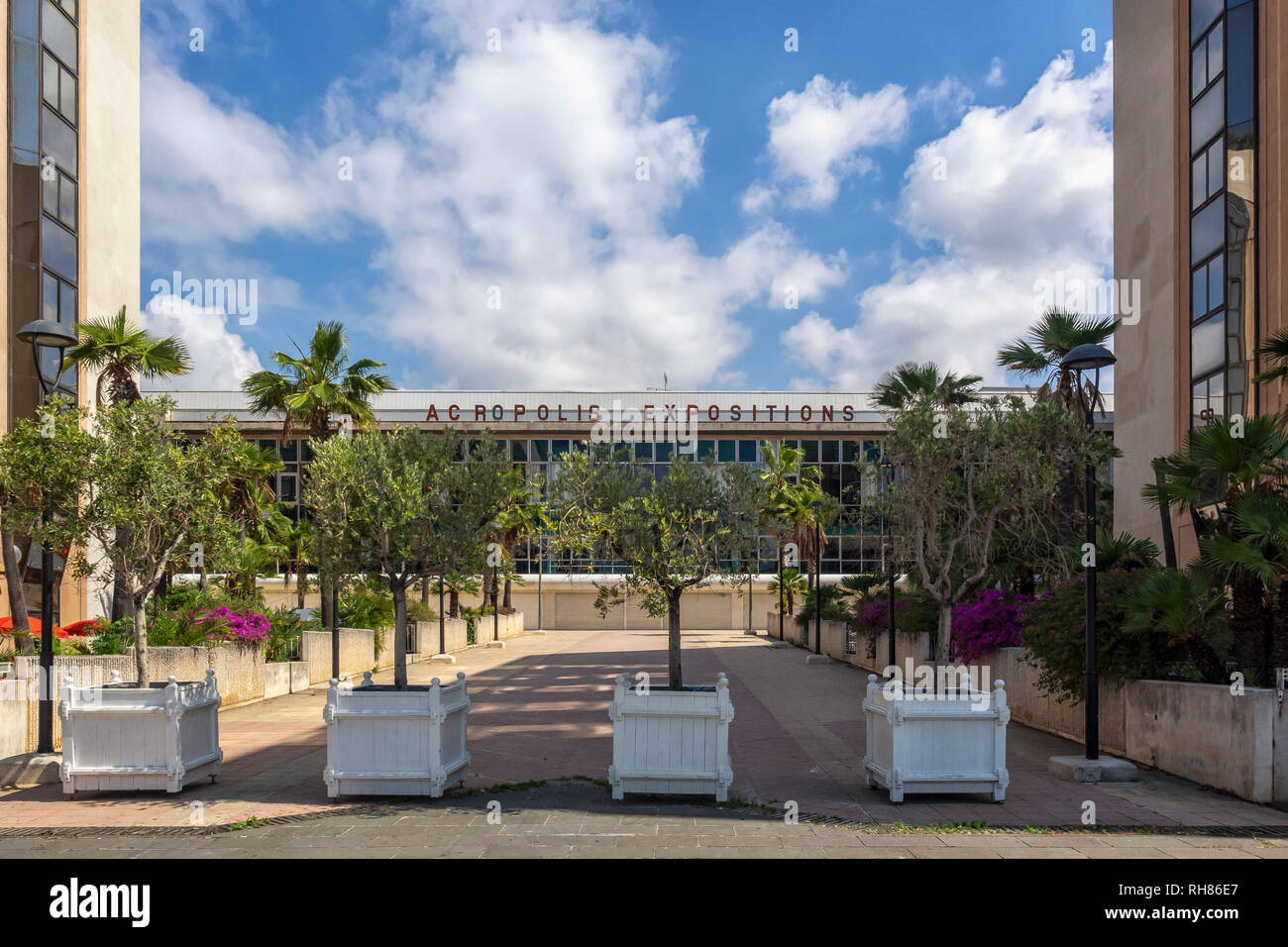 NICE, FRANCE - MAY 29, 2018:  Exterior view of Palais des Expositions Exhibition Centre Stock Photo