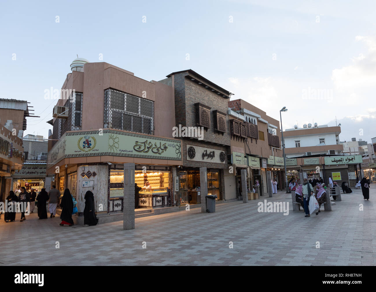 Shops in the souq area, Mecca province, Taïf, Saudi Arabia Stock Photo