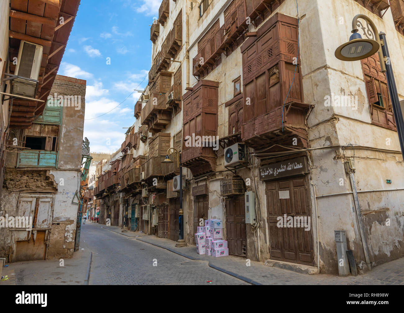 Old houses with wooden mashrabiyas in alBalad quarter, Mecca province