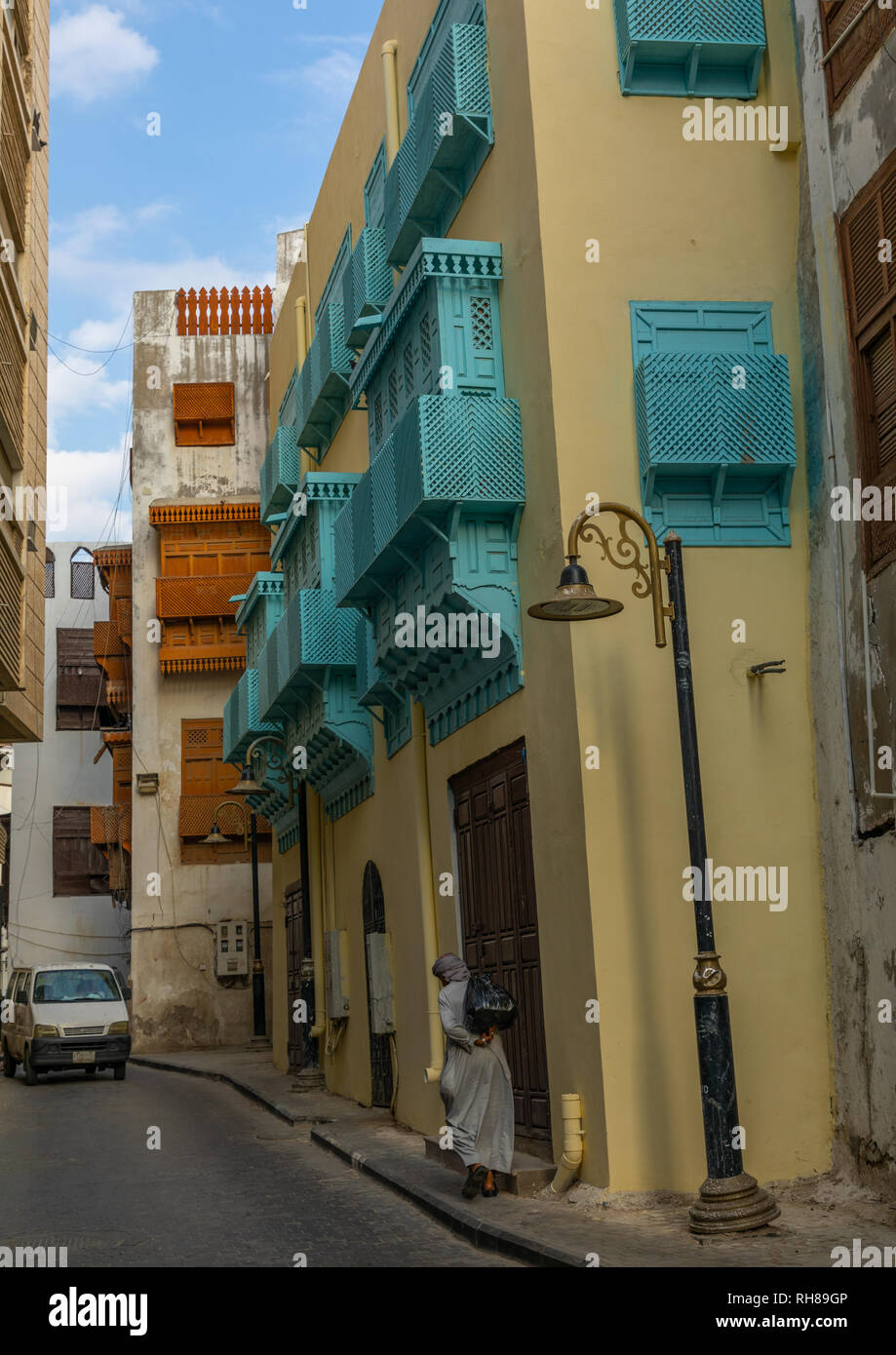 Old houses with wooden mashrabiyas in alBalad quarter, Mecca province
