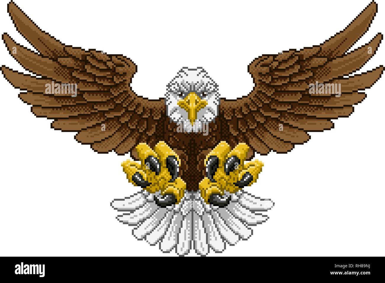 Eagle Pixel Art Arcade Game Cartoon Mascot Stock Vector