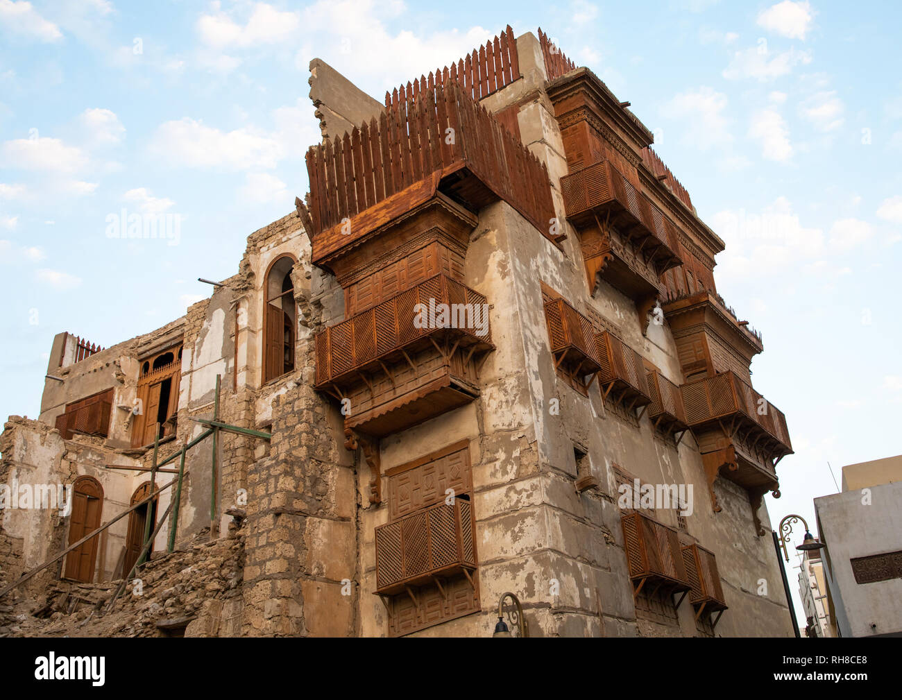 Old houses with wooden mashrabiyas in alBalad quarter, Mecca province