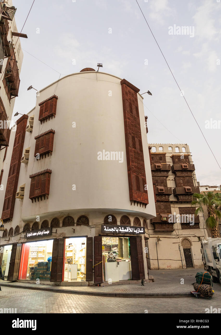Old houses with wooden mashrabiyas in alBalad quarter, Mecca province