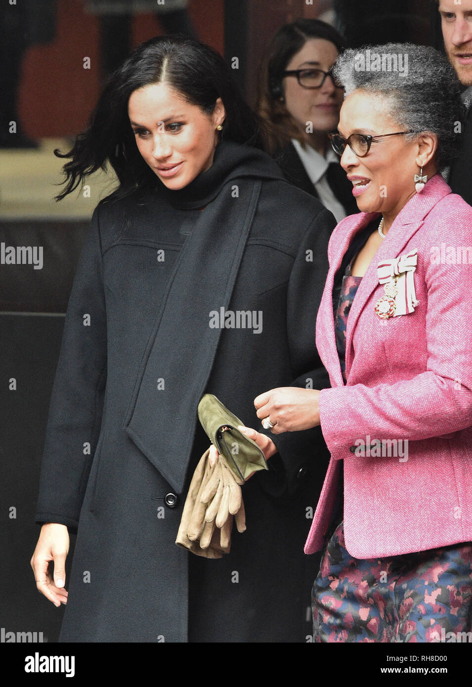 The Duchess of Sussex with Peaches Golding, the Lord Lieutenant of Bristol after her visit to