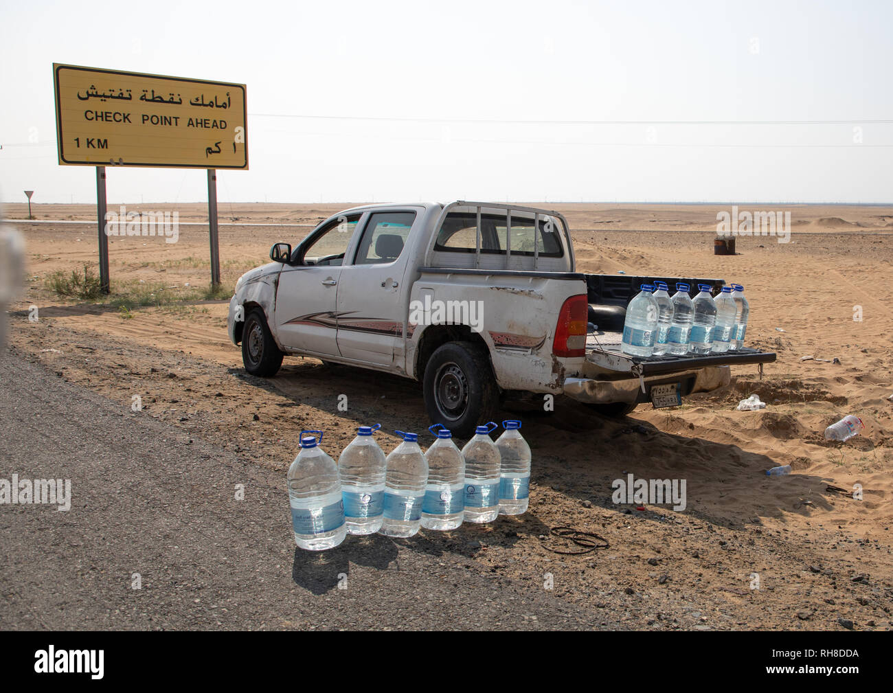 Holy zamzam water for sale on the road to mecca, Mecca province, Jeddah