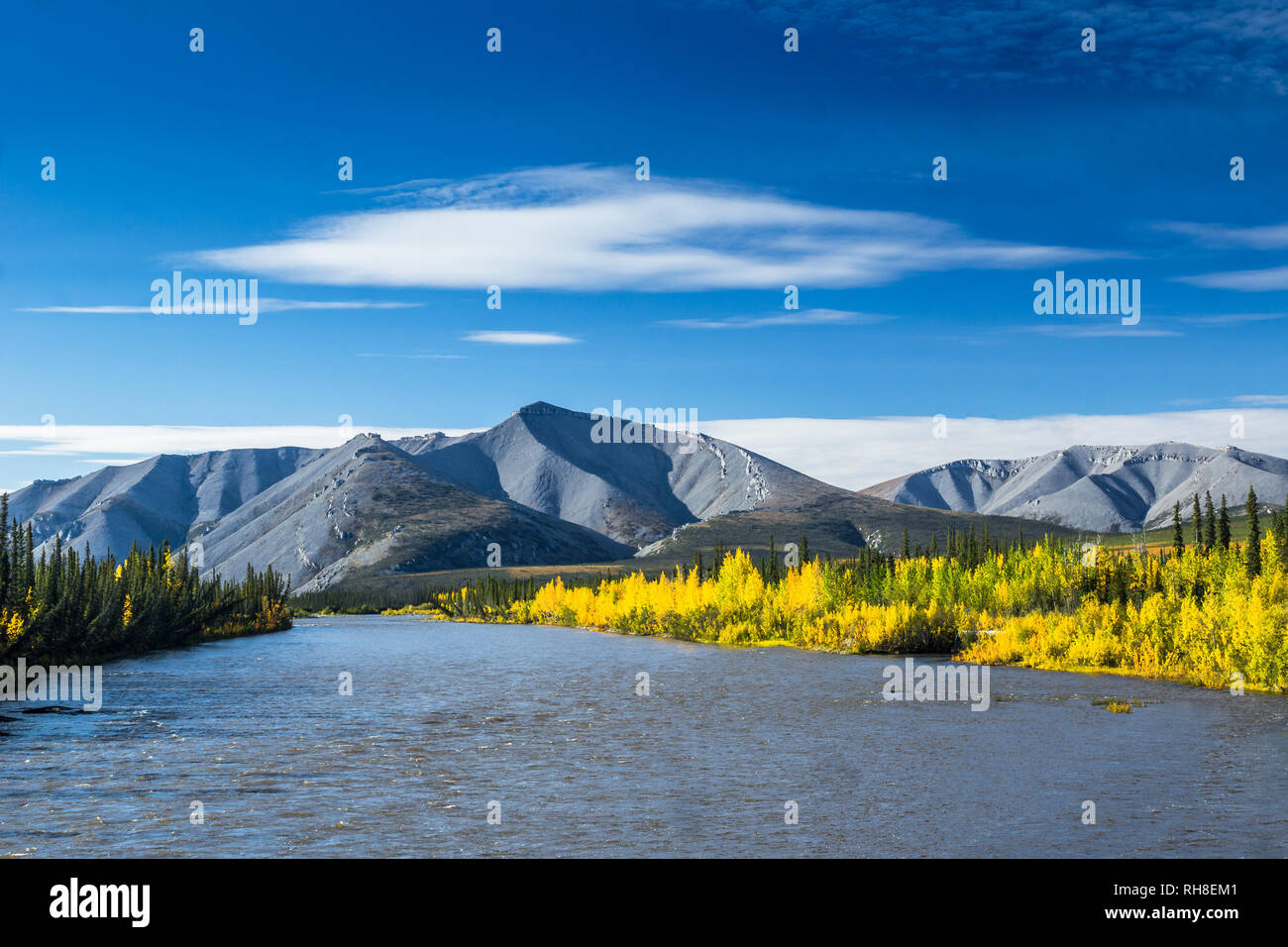 tundra in autumn on Dempster Highway through the Canadian Arctic Stock Photo