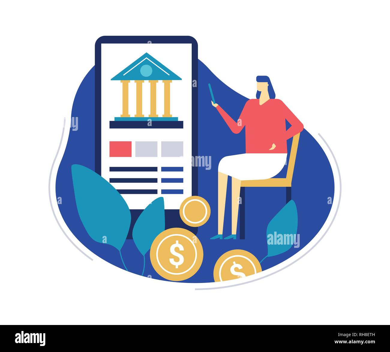 Mobile banking - flat design style colorful illustration Stock Vector ...