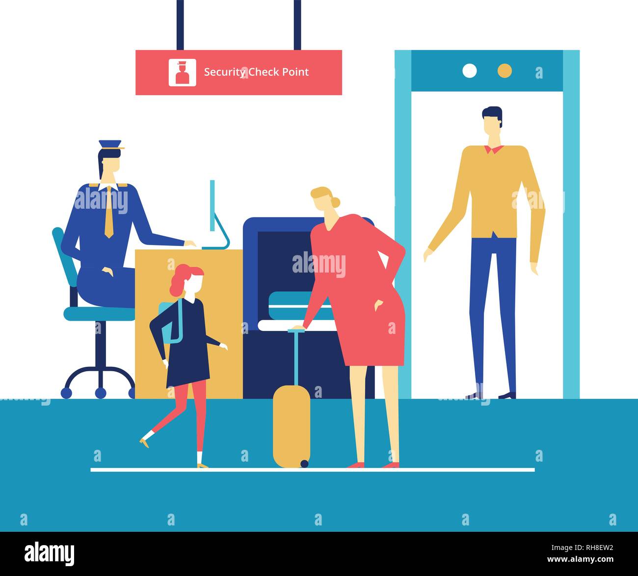 At the airport - flat design style colorful illustration Stock Vector ...
