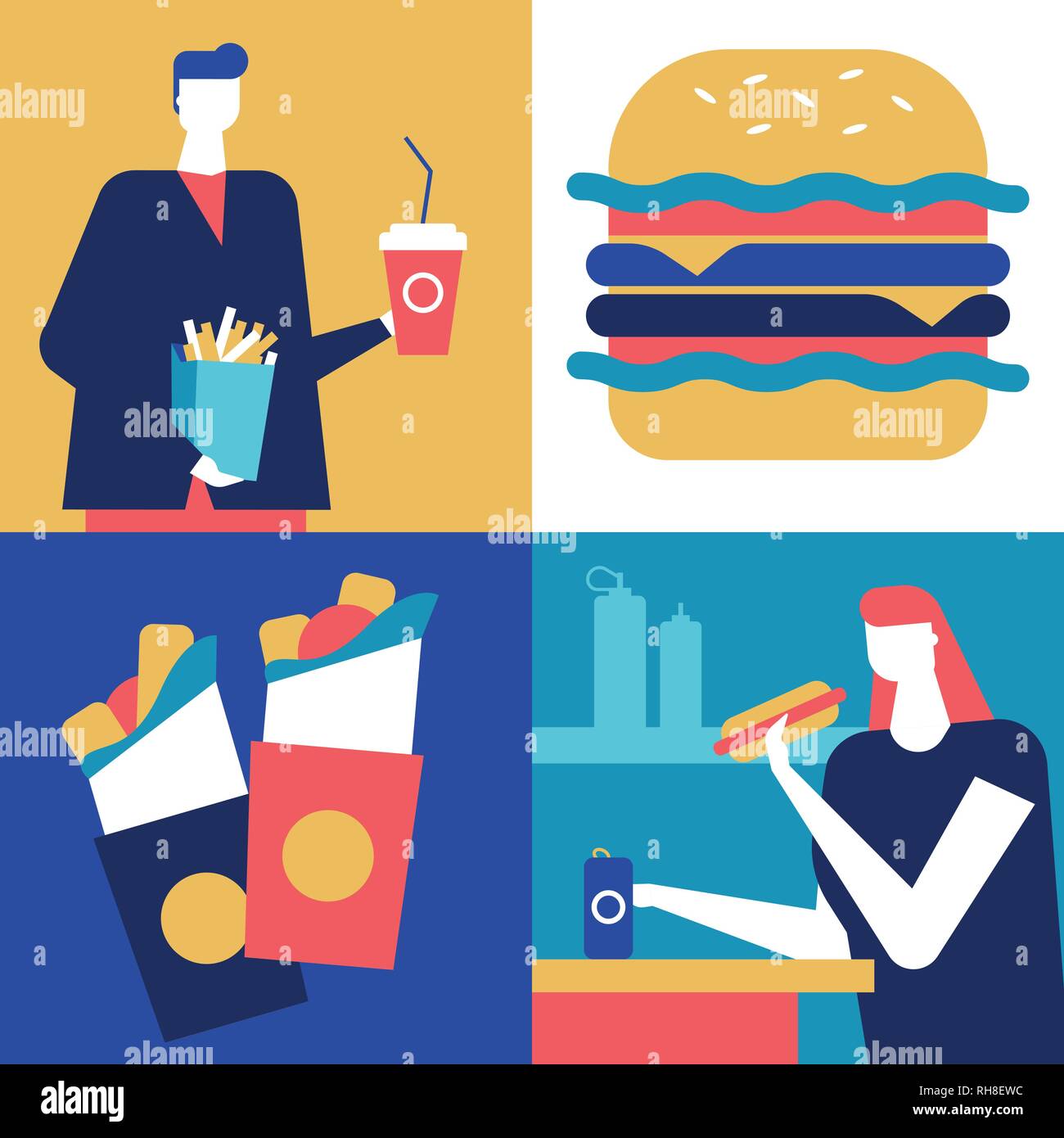 Fast food - flat design style colorful illustration Stock Vector Image ...