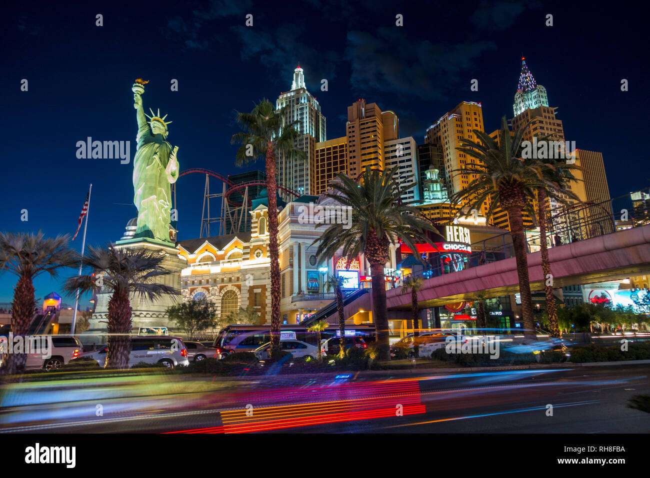 longexposure at dawn in the streets of Vegas Stock Photo
