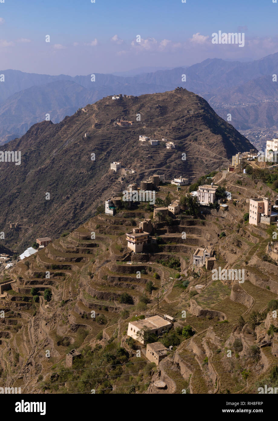Modern and old houses built in the mountains, Jizan Province, Addayer