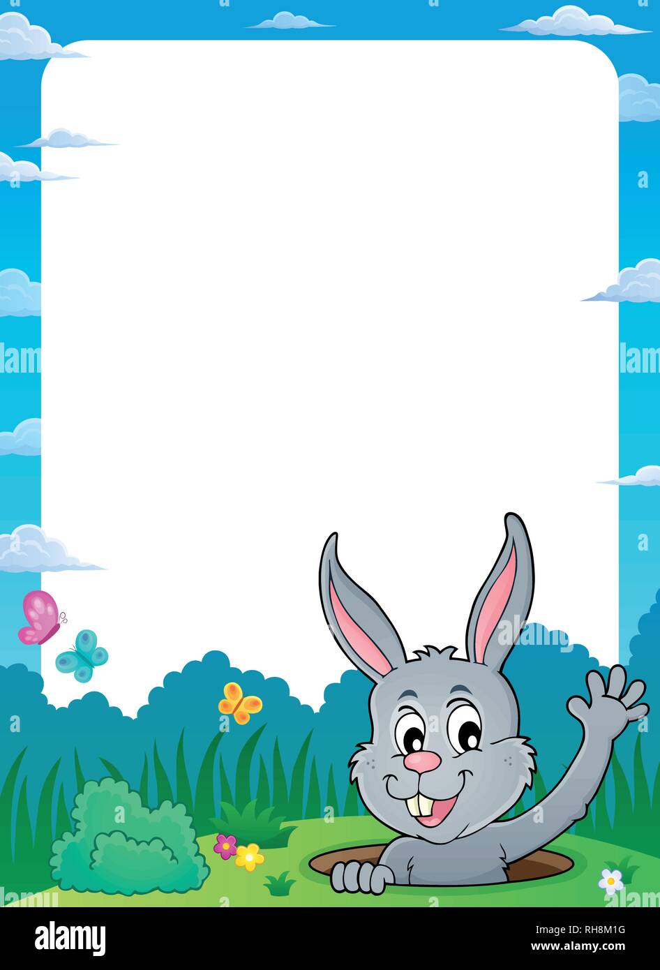 Frame with lurking Easter bunny theme 1 - eps10 vector illustration ...