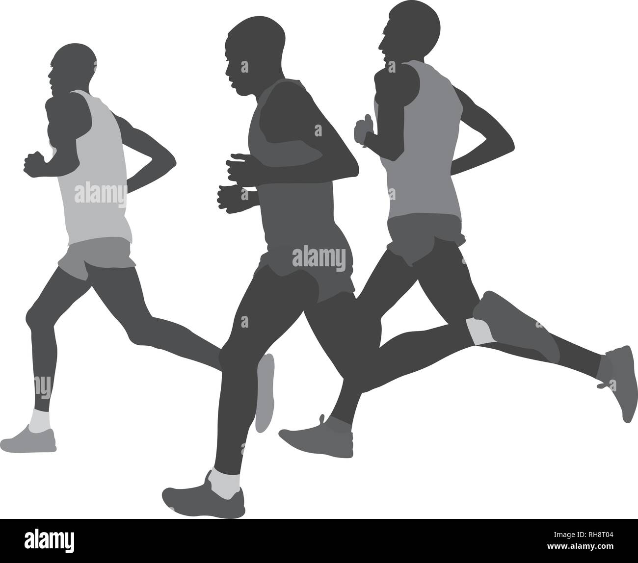 group athletes marathon runner black and white vector Stock Vector