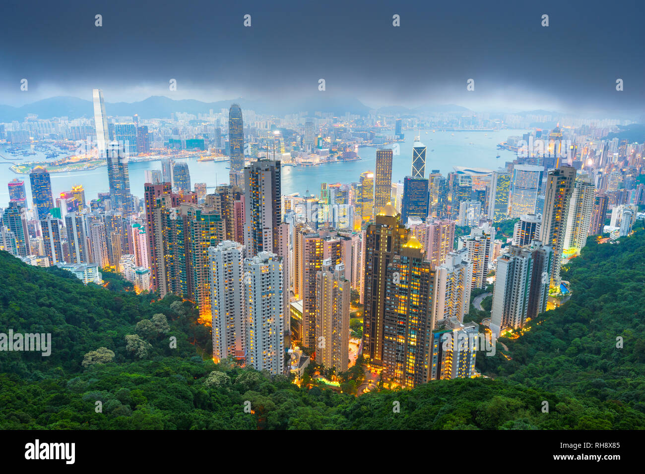 Hong Kong, China skyline from Victoria Peak. Stock Photo