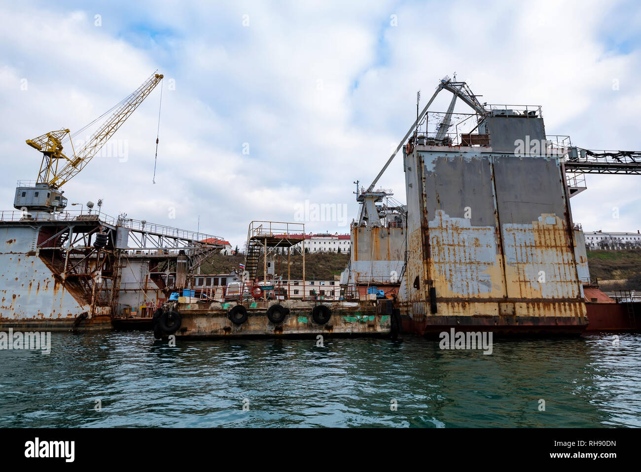 Floating dock or pontoonfor repairing ships Stock Photo - Alamy