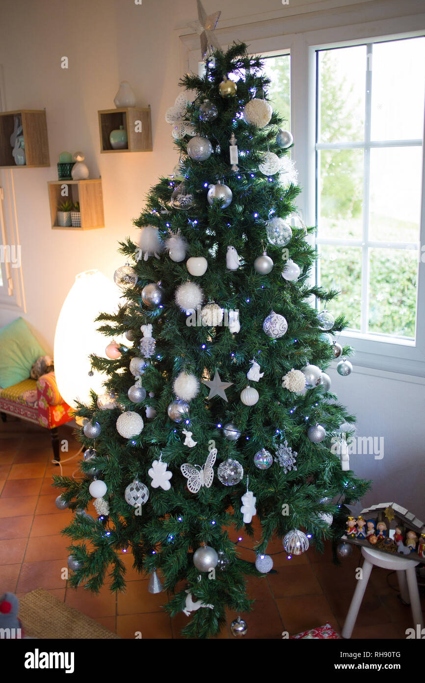 A Christmas tree at a house near Bayonne, France. Photo by Akira