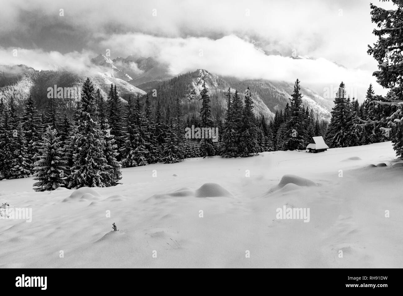 Beautiful winter landscape on Rusinowa Glade. Tatra mountains Stock ...