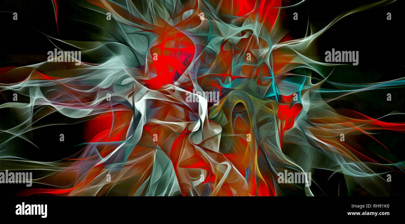 Abstract electrifying lines, smoky fractal pattern, digital ...