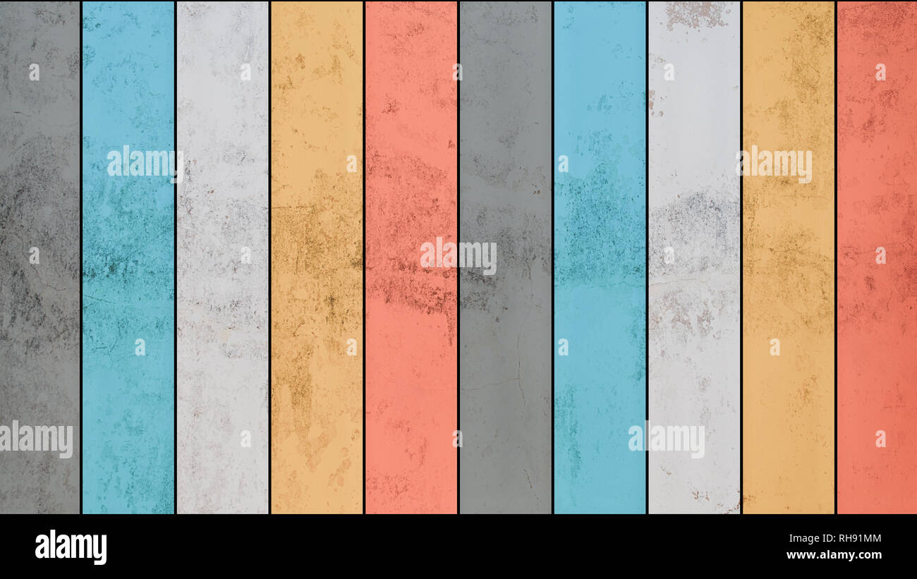 Vertical colored lines retro background, concrete wall texture, large size Stock Photo