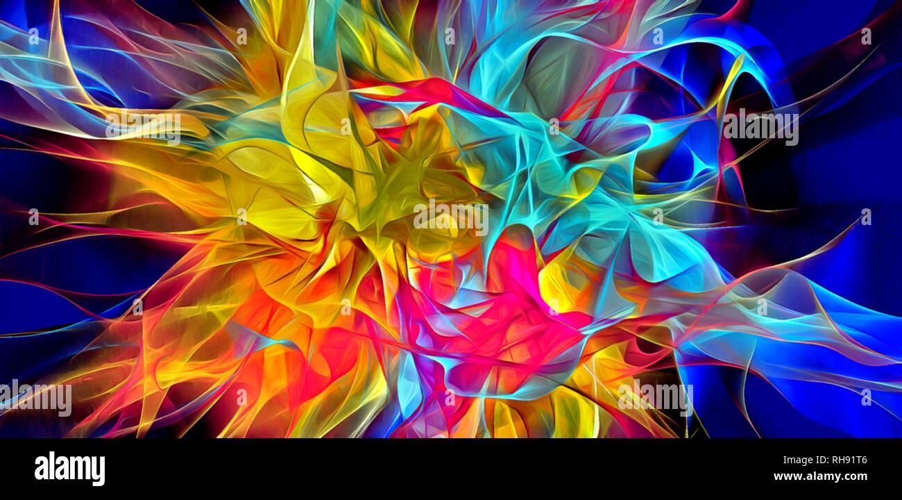 Abstract electrifying lines, smoky fractal pattern, digital ...