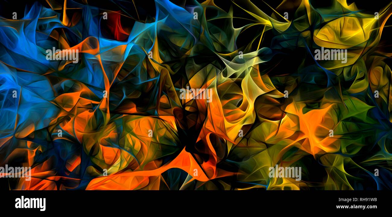 Abstract electrifying lines, smoky fractal pattern, digital ...