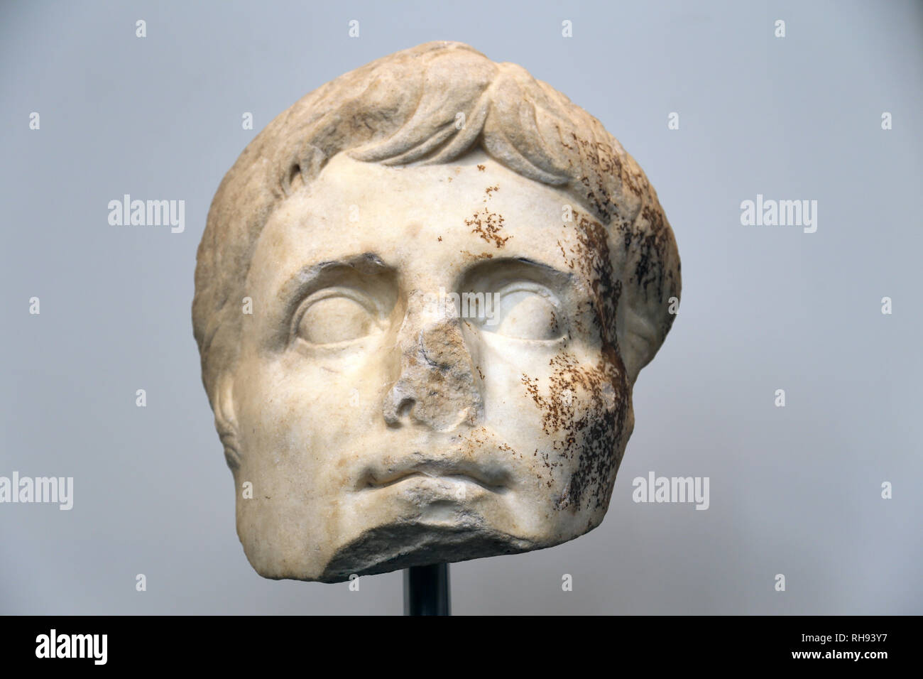 Augustus (63BC-14 AD). First Emperor of Roman Empire. Colossal marble head. 14-30. Metropolitan Museum of Art. NY. USA. Stock Photo