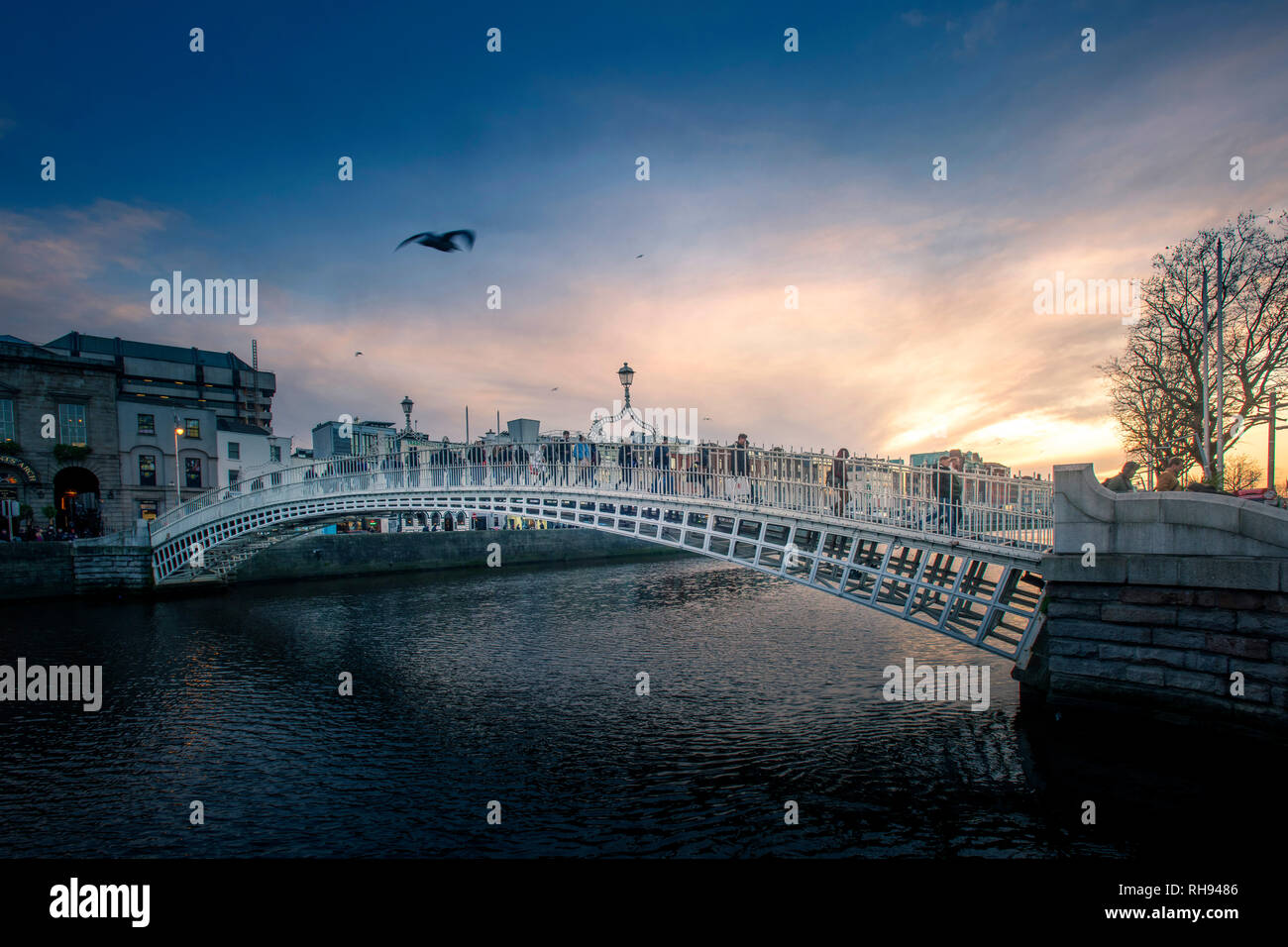 The Ha.penny Bridge over the River Liffey at Temple Bar Dublin Stock ...