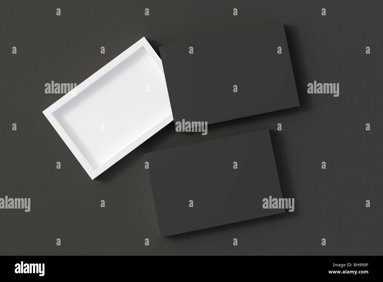 Download Blank Opened And Closed Black Flat Slide Gift Box Mockup On Black Leather Background 3d Illustration Stock Photo Alamy