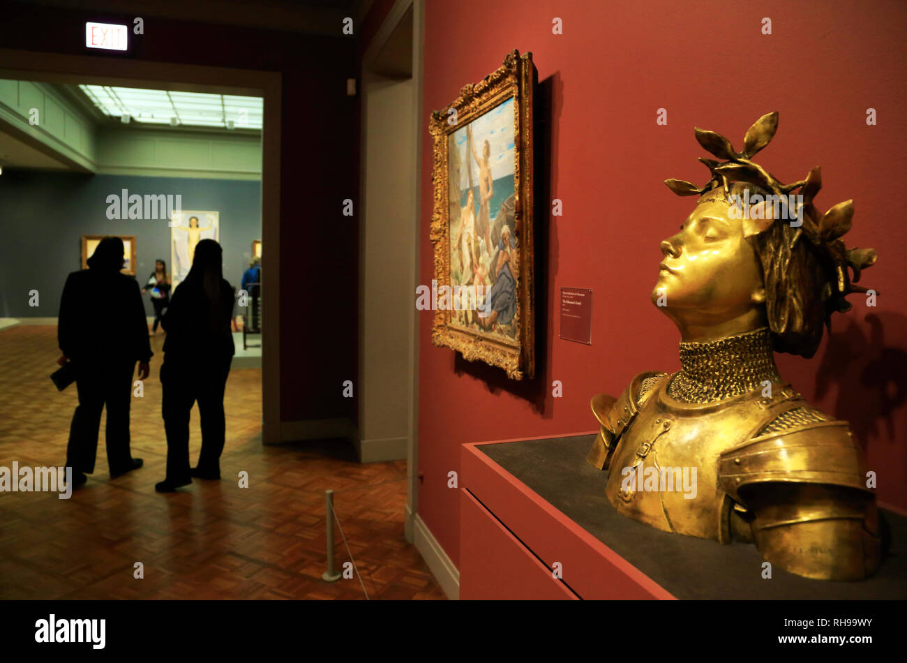 Gilt bronze sculpture of Jeanne d'Arc by French sculptor Antonin Mercie