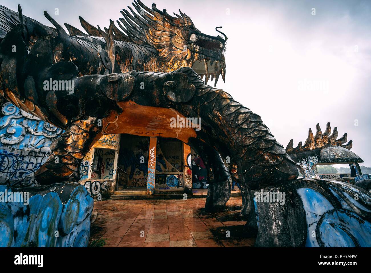 Dark tourism attraction Ho Thuy Tien abandoned waterpark, close to Hue city, Central Vietnam, Southeast Asia Stock Photo